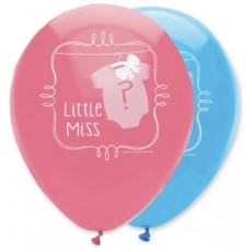 Baby Shower Balloons 'LITTLE MAN & LITTLE MISS' X6